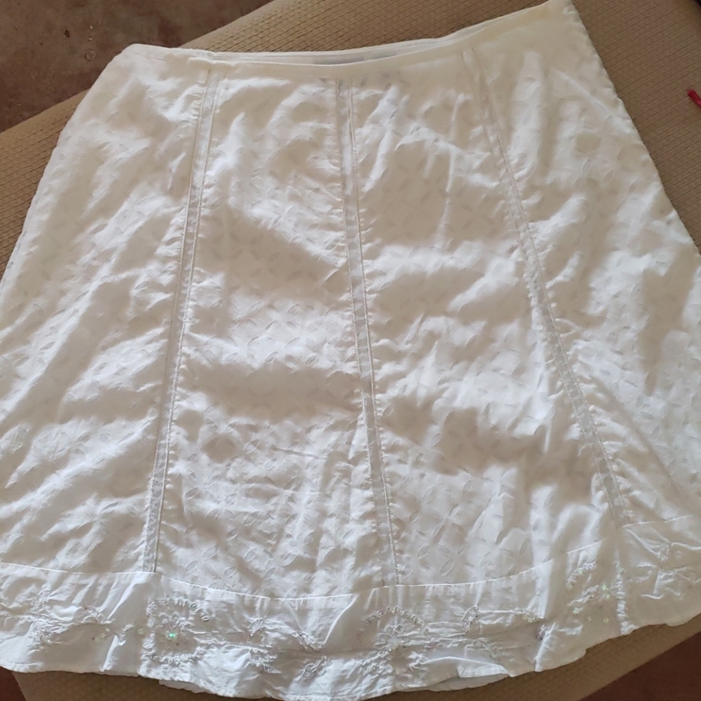 White A-line skirt 14W J.H.Collectable with sequin